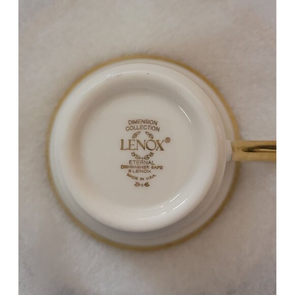 Lenox Dimension Collection Eternal Gold Ivory Set of 4 Saucers & 1 Teacup USA - Picture 5 of 6